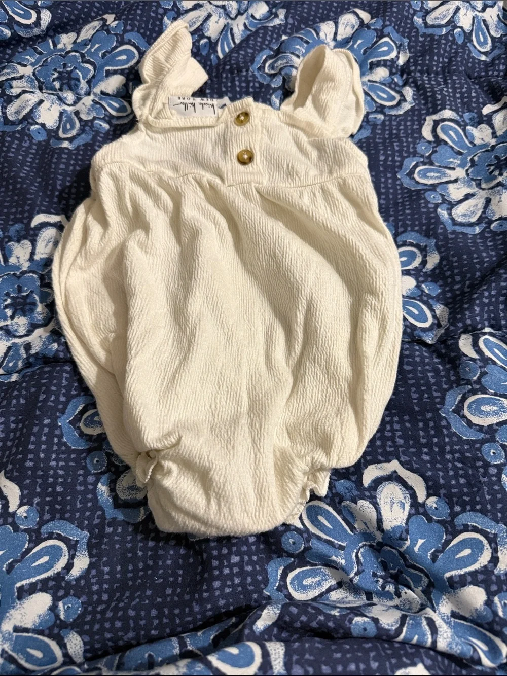 White Baby Romper with Black Crochet Detail